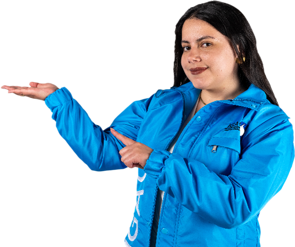 señorita señalando el título